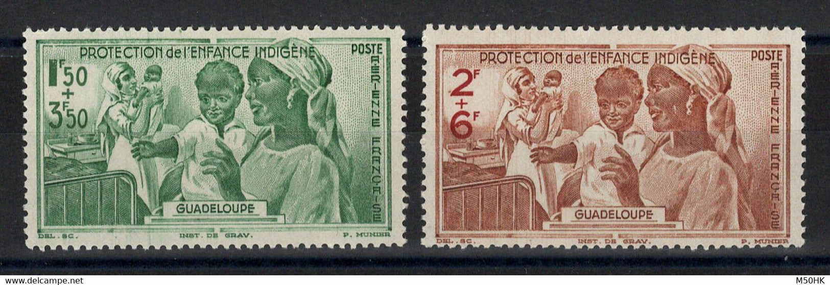 Guadeloupe - Poste Aerienne YV PA 1 & 2 N** Protection De L'enfance - Airmail