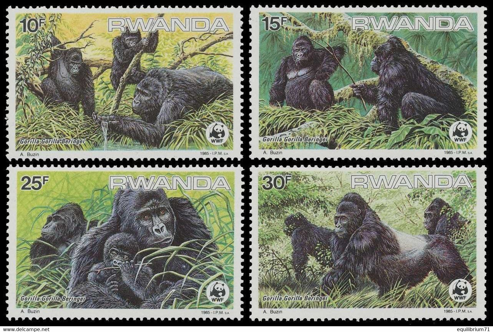 1227/1230** - Gorilles Des Montagnes / Berggorilla's / Berg Gorillas / Mountain Gorillas - III - WWF - BUZIN - Gorilles