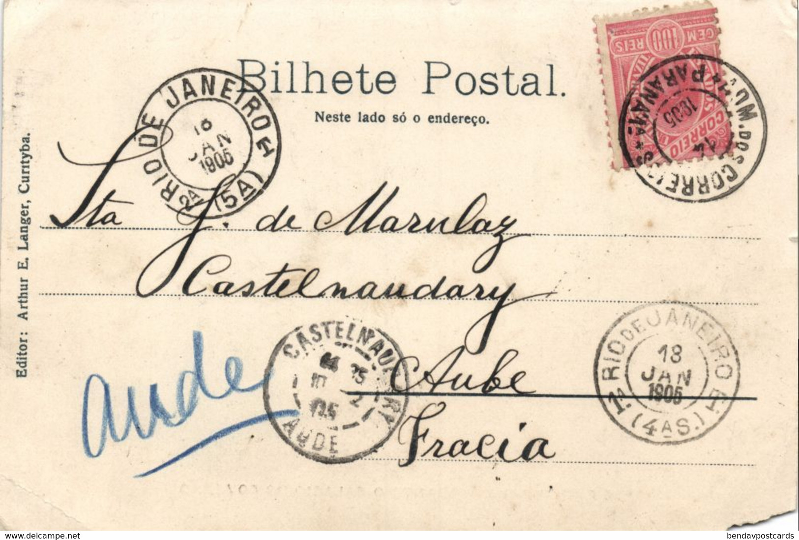 Brazil, CURITYBA, Sociedades Curitybanas Perante O Palacio Do Governo (1905) Postcard Sent To France - Curitiba