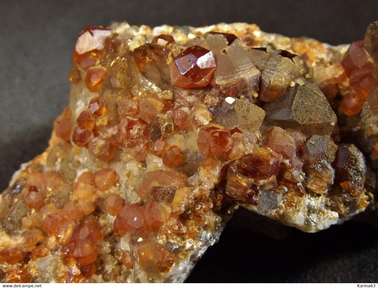 Spessartine & Smoky Quartz ( 6 X 2.2 X 1.5 Cm ) - Wushian Spessartine Mine - Zhangzhou - Fujian - China - Minéraux