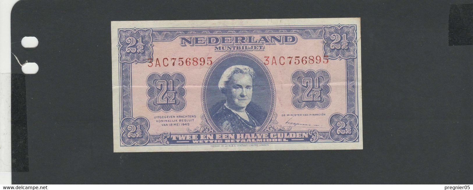 PAYS BAS -  Billet 2 1/2 Gulden 1945 SUP/XF Pick-71 N° 3AC - 2 1/2  Florín Holandés (gulden)