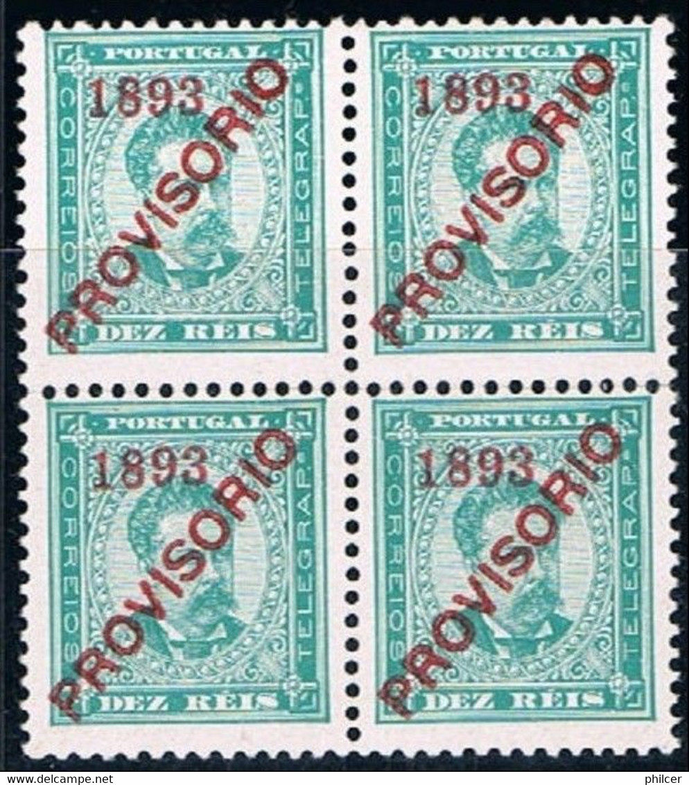 Portugal, 1892/3, # 90 Dent. 11 3/4, Papel Porcelana, Sob. D, 3 Stamps MNH 1 MH - Nuevos