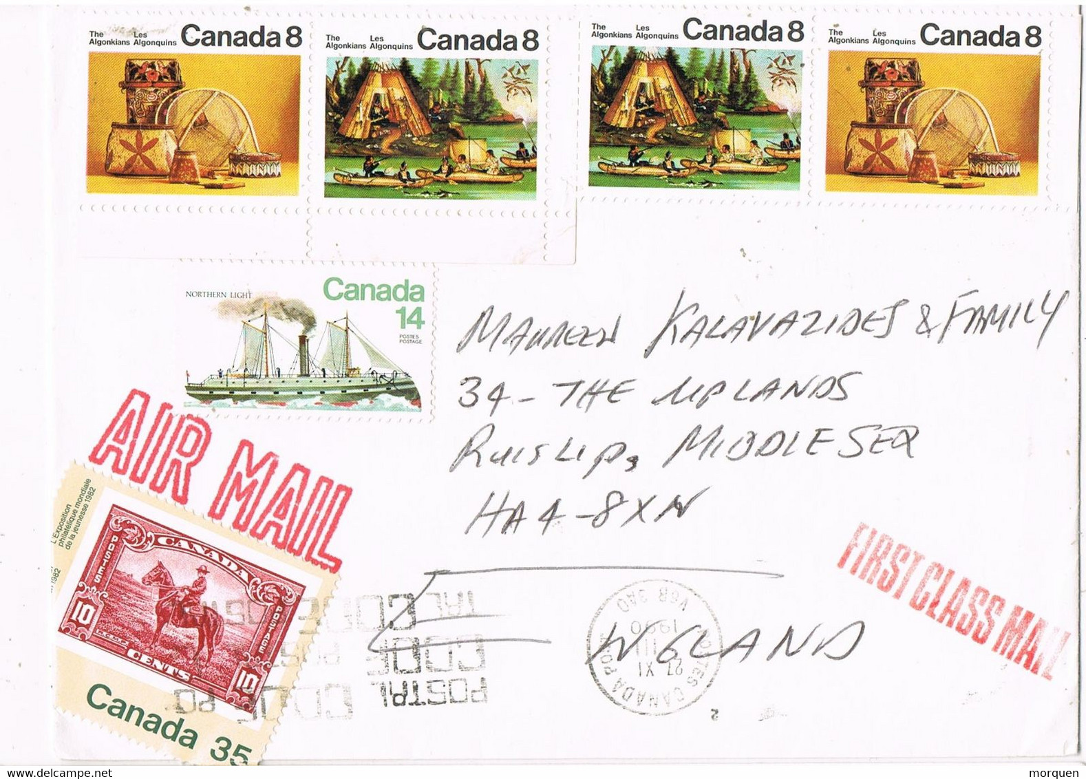 47715. Carta Aerea VANCOUVER (Canada) 1990, Indian Natives - Lettres & Documents