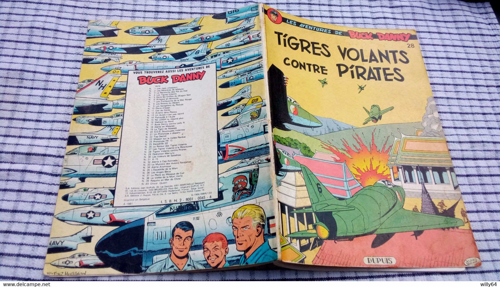 LES AVENTURES DE BUCK DANNY  T28   " Tigres Volants Contre Pirates "   1976  DUPUIS   BD SOUPLE  BE - Buck Danny