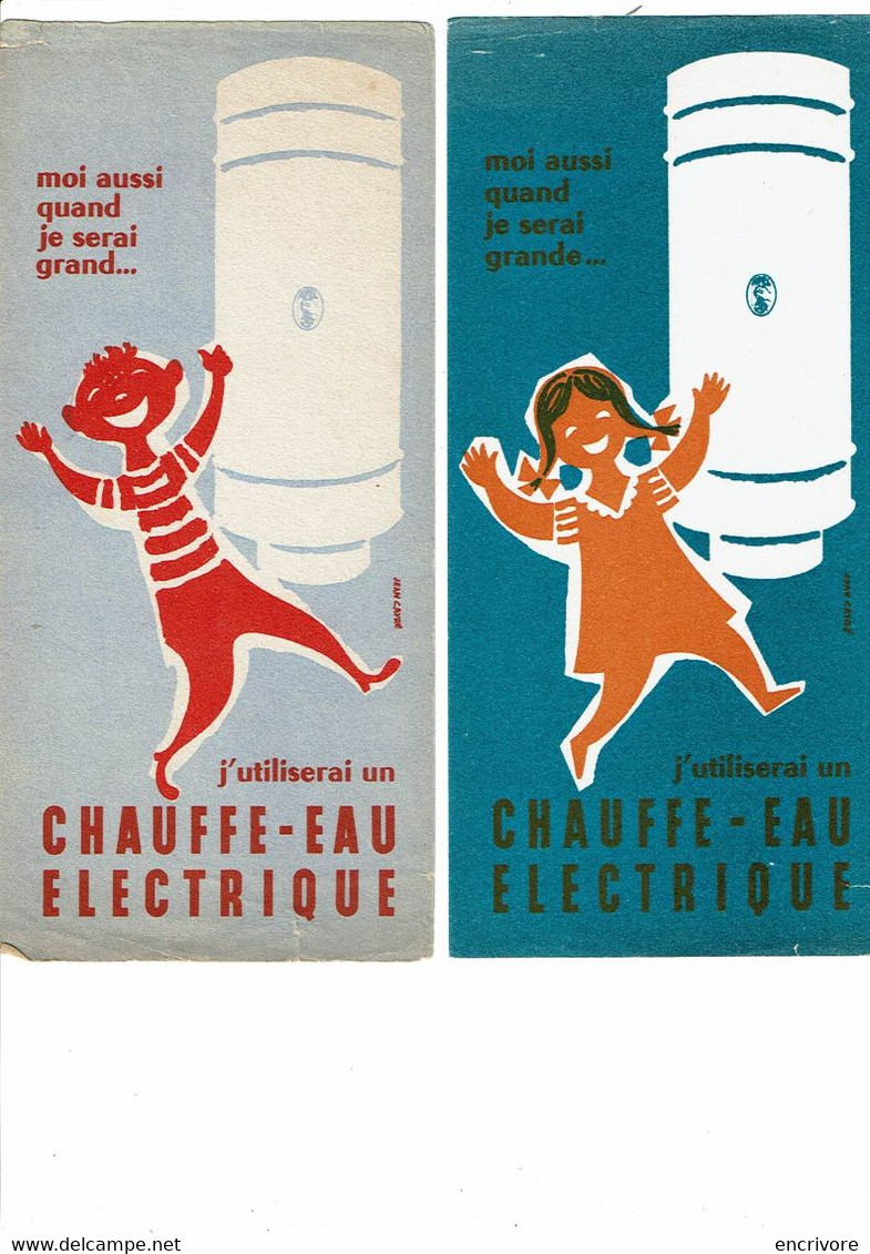 2 Buvard CHAUFFE EAU électrique Electricite Quand Je Serai Grand Grande  Dessin Jean Cayré - Elettricità & Gas