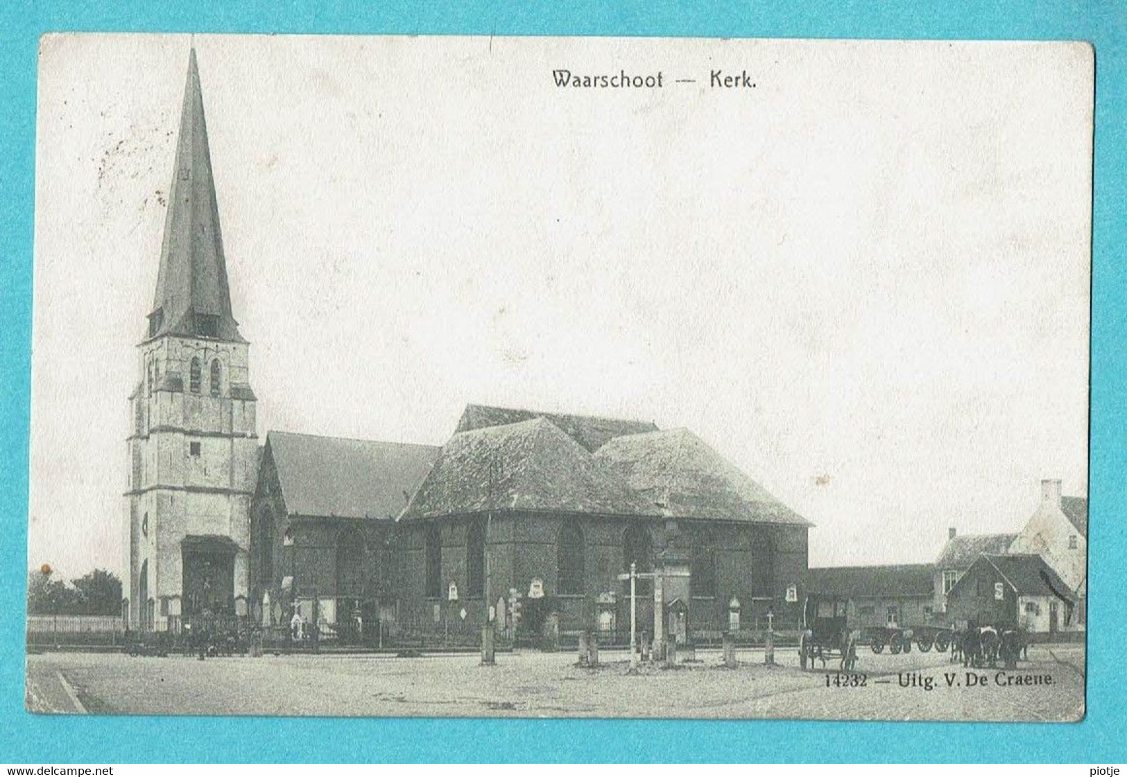 * Waarschoot - Waerschoot (Oost Vlaanderen) * (Uitg V. De Craene, Nr 14232) Kerk, église, Church, Cimetière Animée - Waarschoot