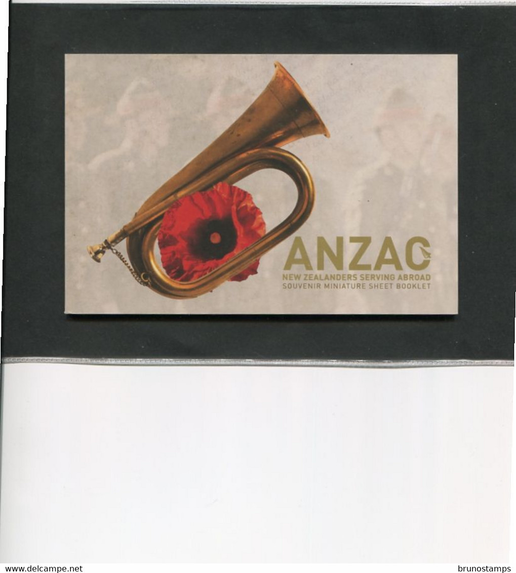 NEW ZEALAND - 2013  $ 19.90  PRESTIGE BOOKLET  ANZAC  MINT NH - Cuadernillos