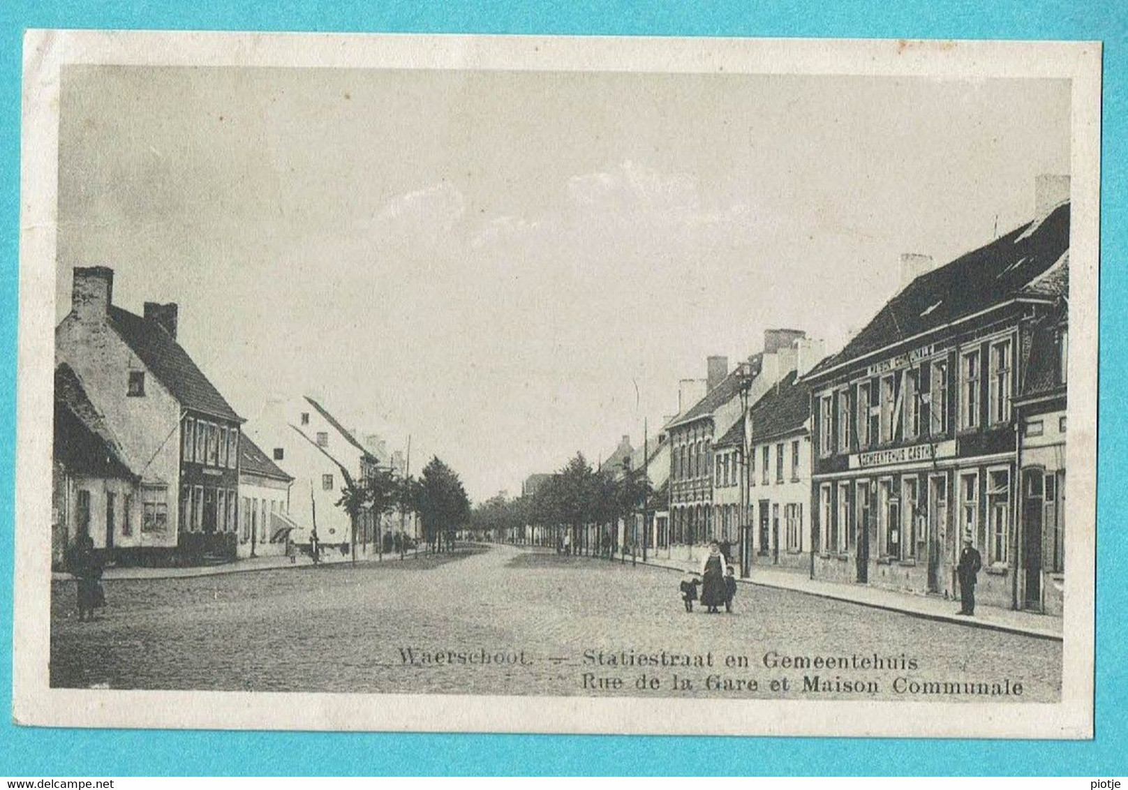 * Waarschoot - Waerschoot (Oost Vlaanderen) * (P.J. Bruxelles) Statiestraat, Rue De La Gare, Gemeentehuis, Old, Rare - Waarschoot