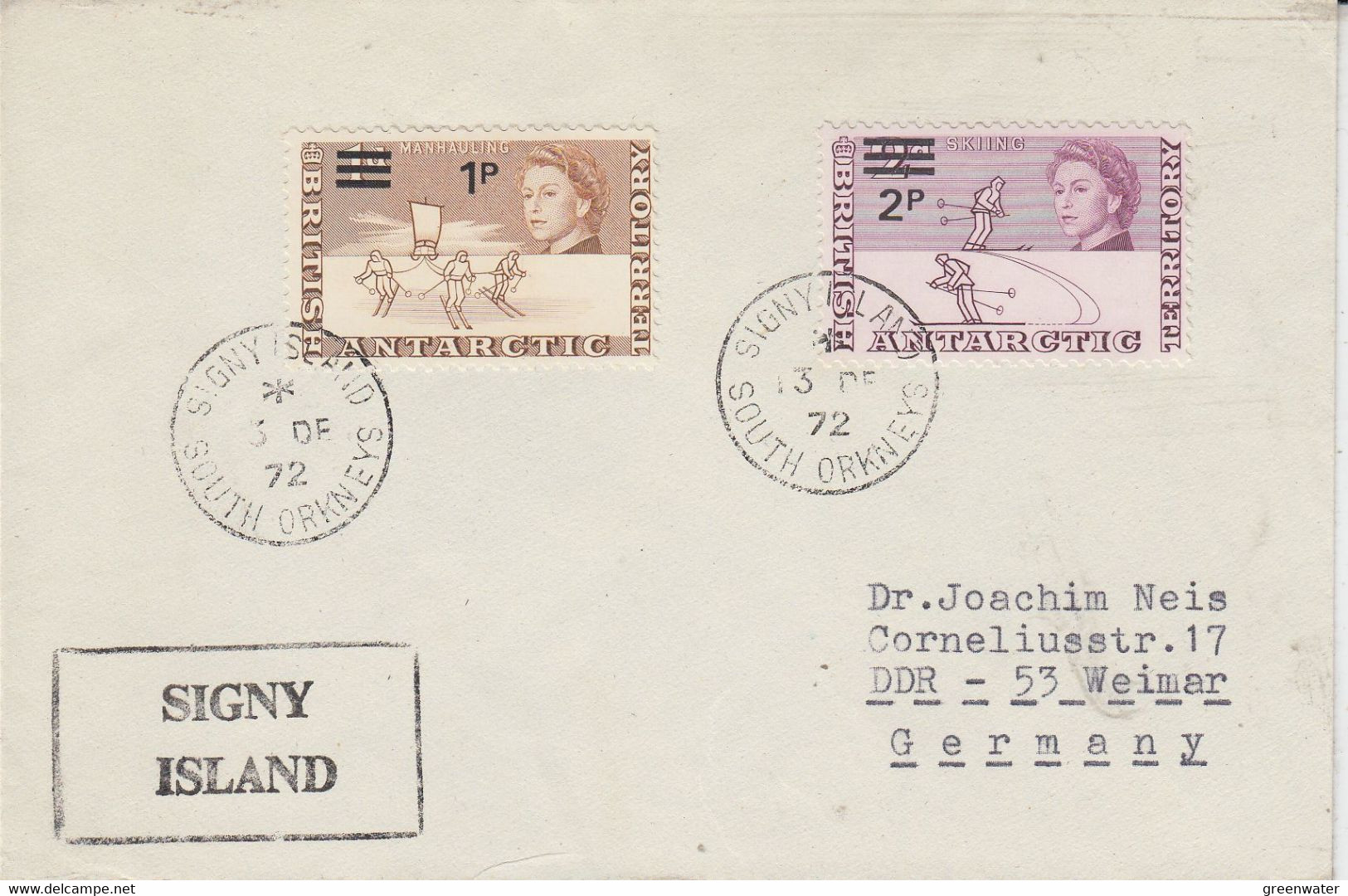 British Antarctic Territories (BAT) Cover Ca Signy Island South Orkneys 13 DE 1972 (TA160) - Briefe U. Dokumente