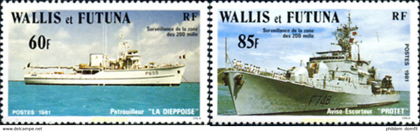 256592 MNH WALLIS Y FUTUNA 1981 BARCOS DE GUERRA Y VIGILANCIA - Used Stamps