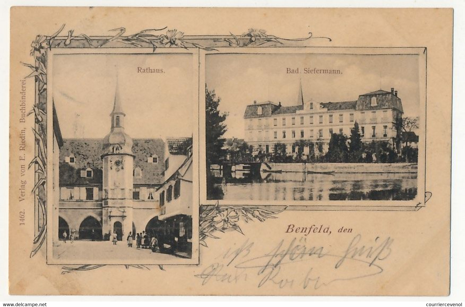 CPA - BENFELD (Haut Rhin) - Gruss Aus Benfeld - Rathaus - Bad Siefermann - 1899 - Benfeld