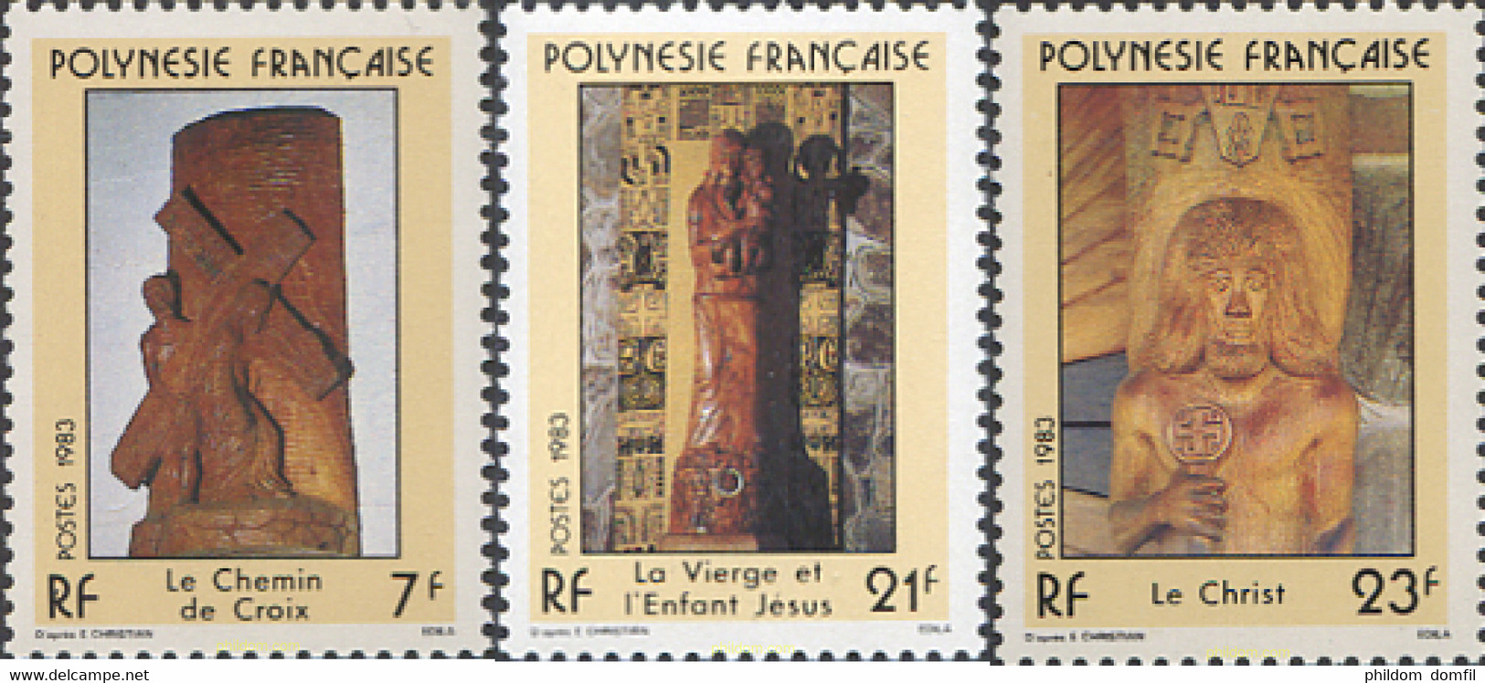 257446 MNH POLINESIA FRANCESA 1983 ESCULTURAS RELIGIOSAS - Gebruikt