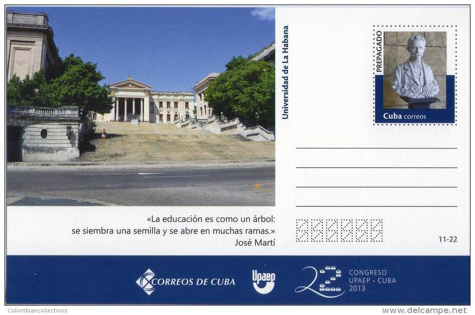 Lote TP11,  Cuba, 2013, Entero Postal, Postal Stationary, Upaep, Universidad De La Habana, University, Post Card - Cartes-maximum