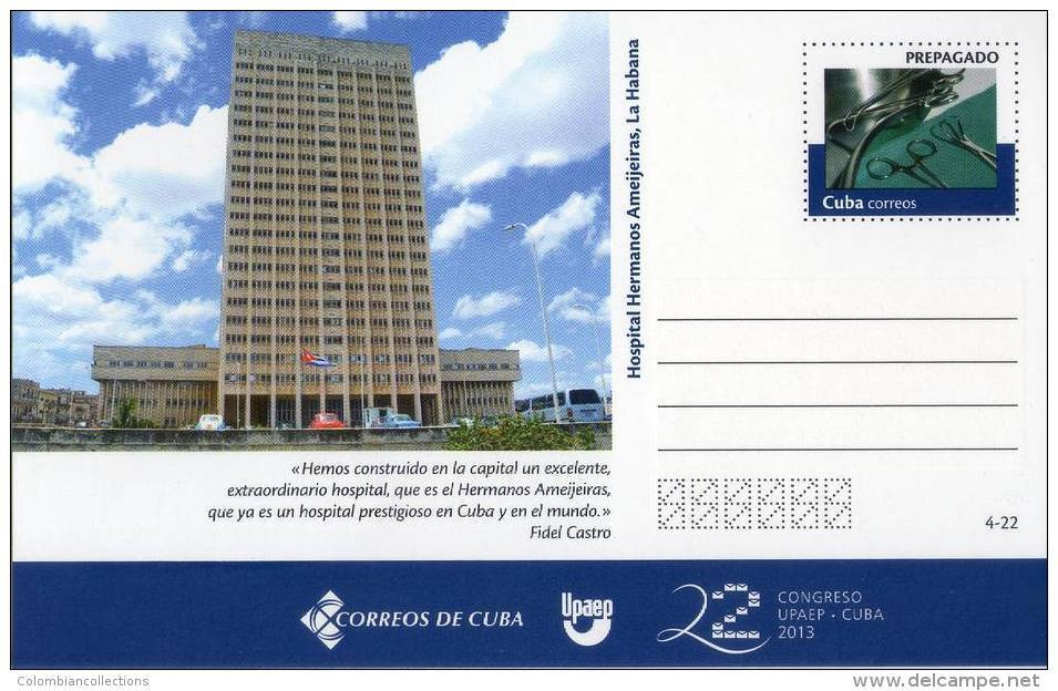 Lote TP4,  Cuba, 2013, Entero Postal, Postal Stationary, Upaep, Hospital Hermanos Ameijeiras, Post Card - Cartes-maximum