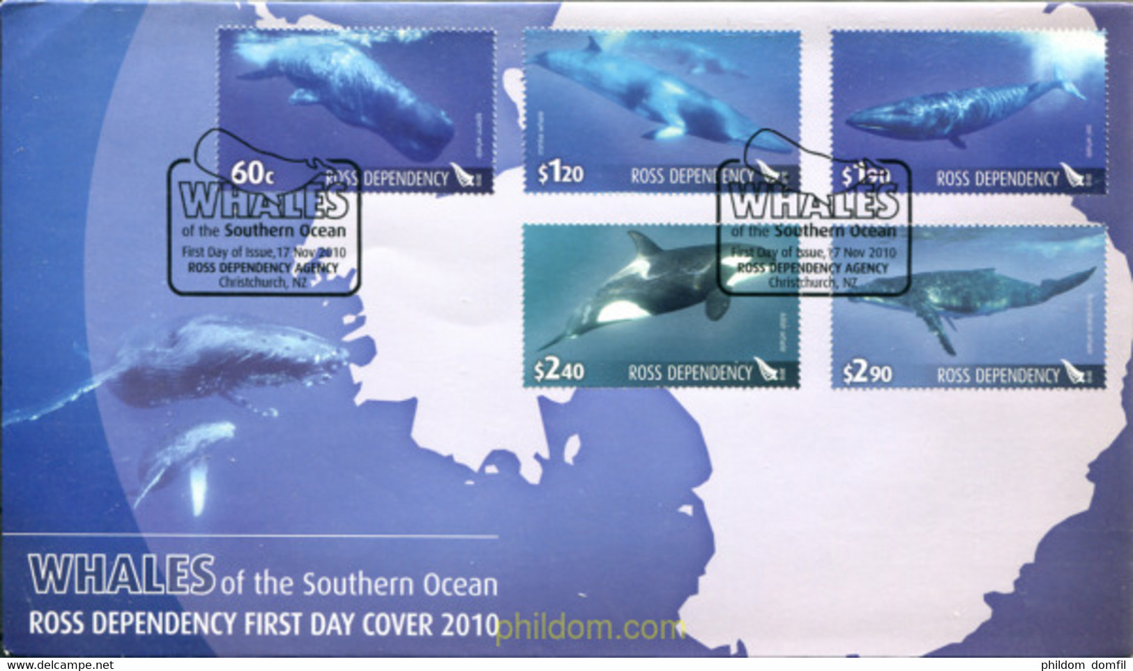 314215 MNH NUEVA ZELANDA. Dependencia Ross 2010 CETACEOS - Gebraucht