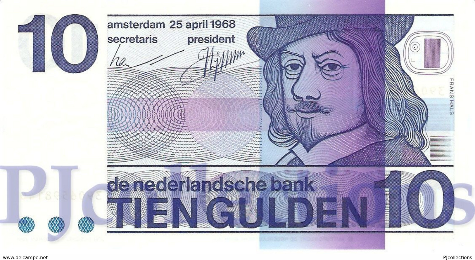 NETHERLANDS 10 GULDEN 1968 PICK 91b UNC - 10 Gulden