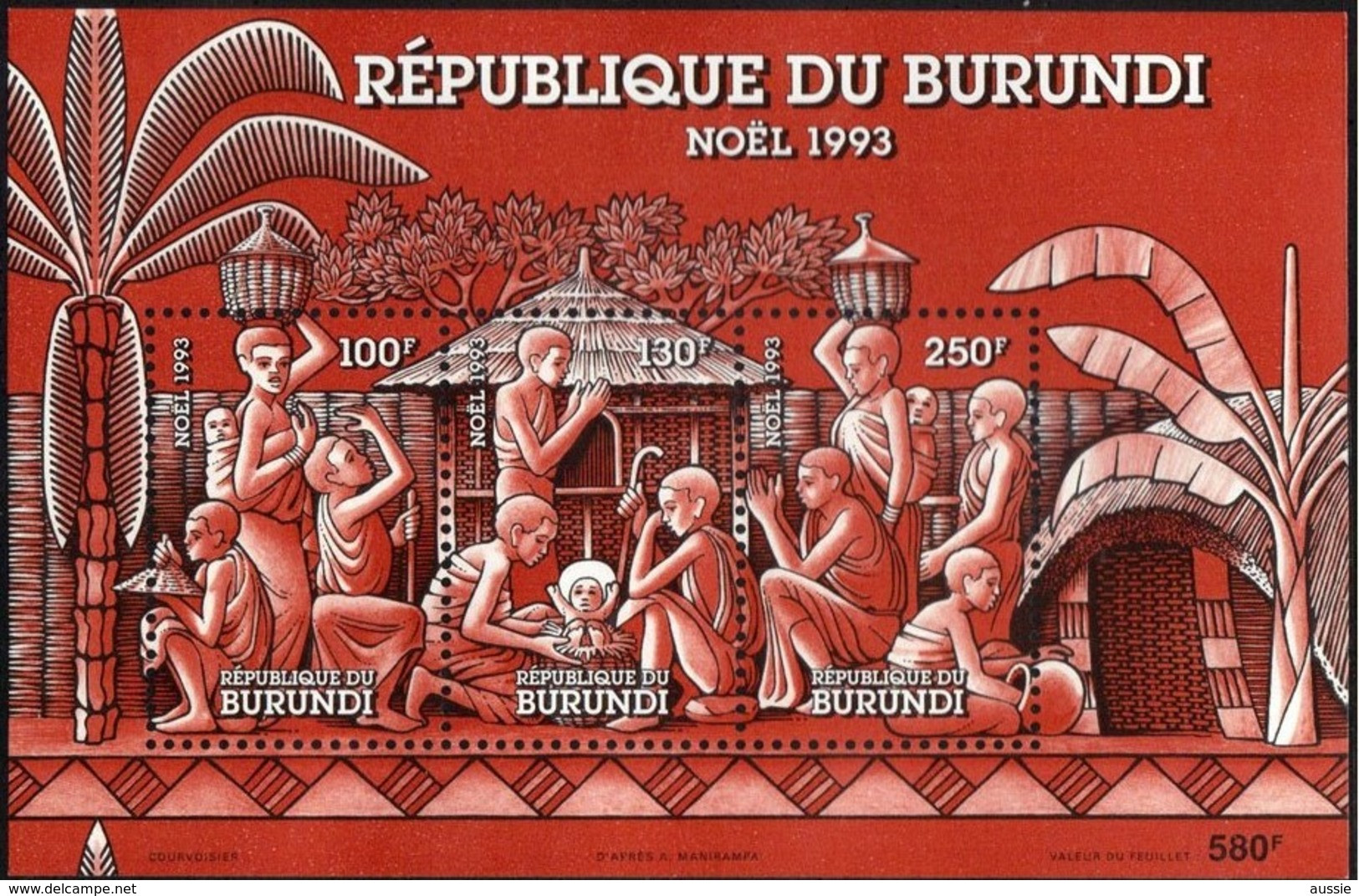 Burundi 1993 Yvertn° Bloc 133 *** MNH Cote 12 Euro Noël Kerstmis Christmas - Blocks & Kleinbögen