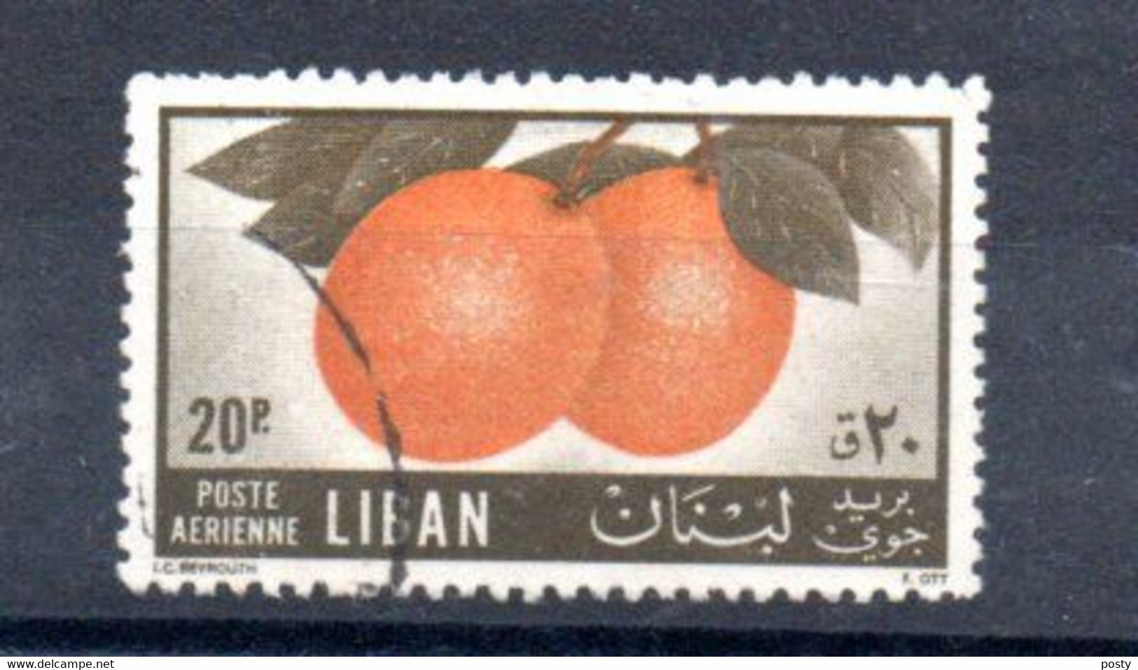 LIBAN - LEBANON - 1955 - POSTE AERIENNE - AIRMAIL - ORANGES - Oblitéré - Used - 20p - - Liban