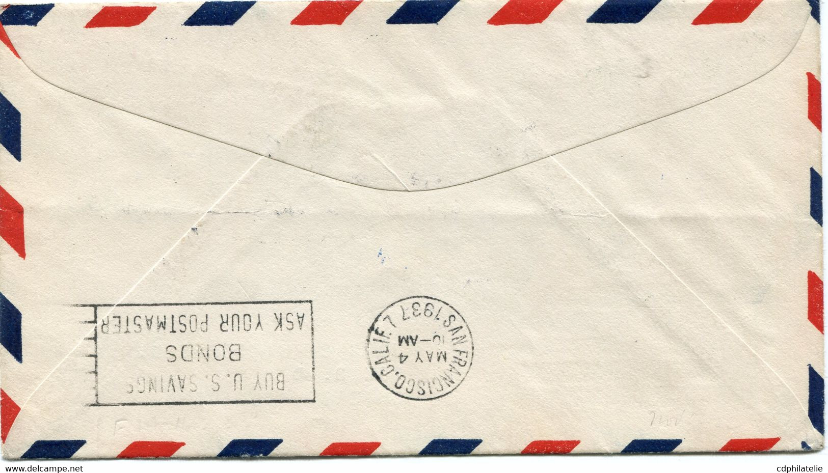 HONG KONG LETTRE PAR AVION  AVEC CACHET ILLUSTRE "HONG KONG TO SAN FRANCISCO RECEIVED-FIRST FLIGHT-F.A.M.14" DEPART ... - Covers & Documents