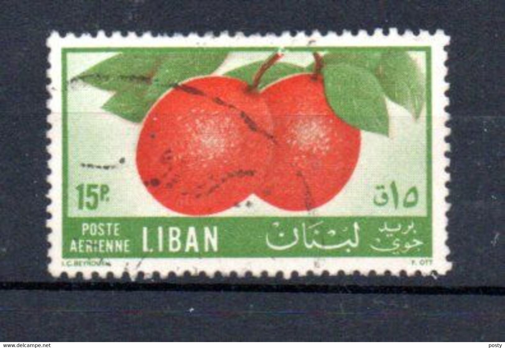 LIBAN - LEBANON - 1955 - POSTE AERIENNE - AIRMAIL - ORANGES - Oblitéré - Used - 15p - - Liban