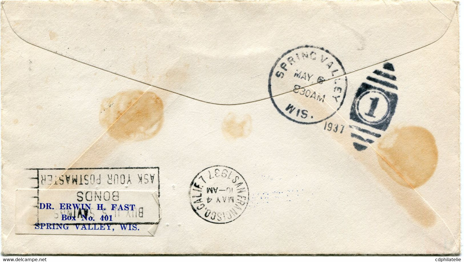 HONG KONG LETTRE PAR AVION  AVEC CACHET ILLUSTRE "HONG KONG TO SAN FRANCISCO RECEIVED-FIRST FLIGHT-F.A.M.14" DEPART ... - Briefe U. Dokumente