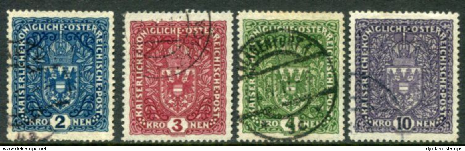 AUSTRIA 1916 Large Arms In Original Colours Format 25:30mm, Used.  Michel 200-03 I - Used Stamps