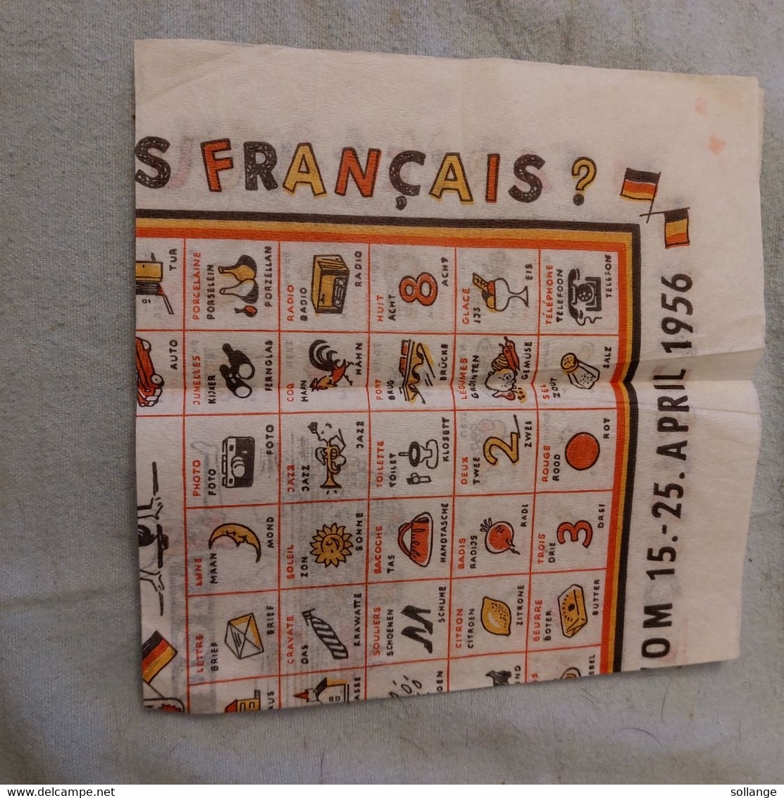 Serviett Belgische Woche Vom April 1956 Sprechen Die Deutsch Fr Nl - Company Logo Napkins