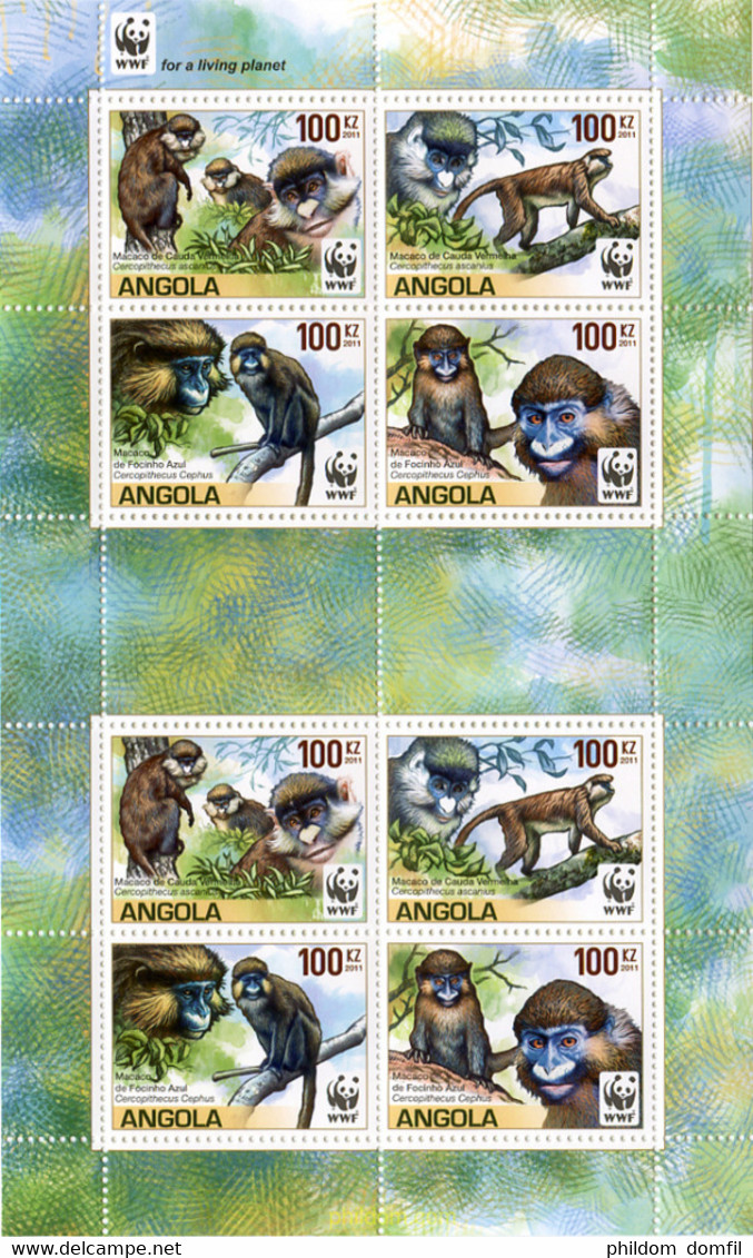 265657 MNH ANGOLA 2011 FAUNA - MACACOS - Chimpanzees
