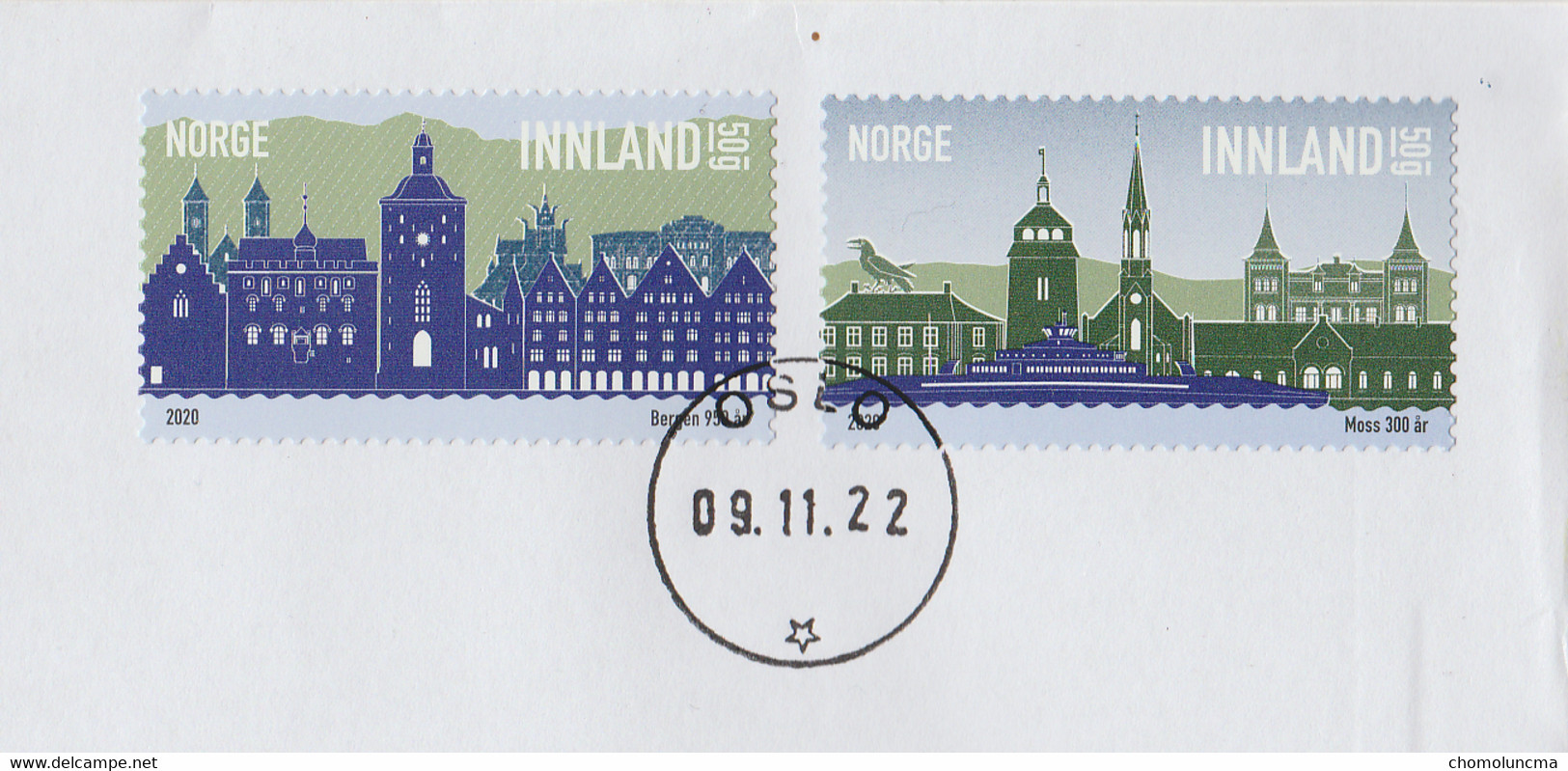 NORWAY NORVEGE 2020 City Anniversaries Bergen 950 Years Moss 300 Years Philatelic Service Cover To France - Storia Postale