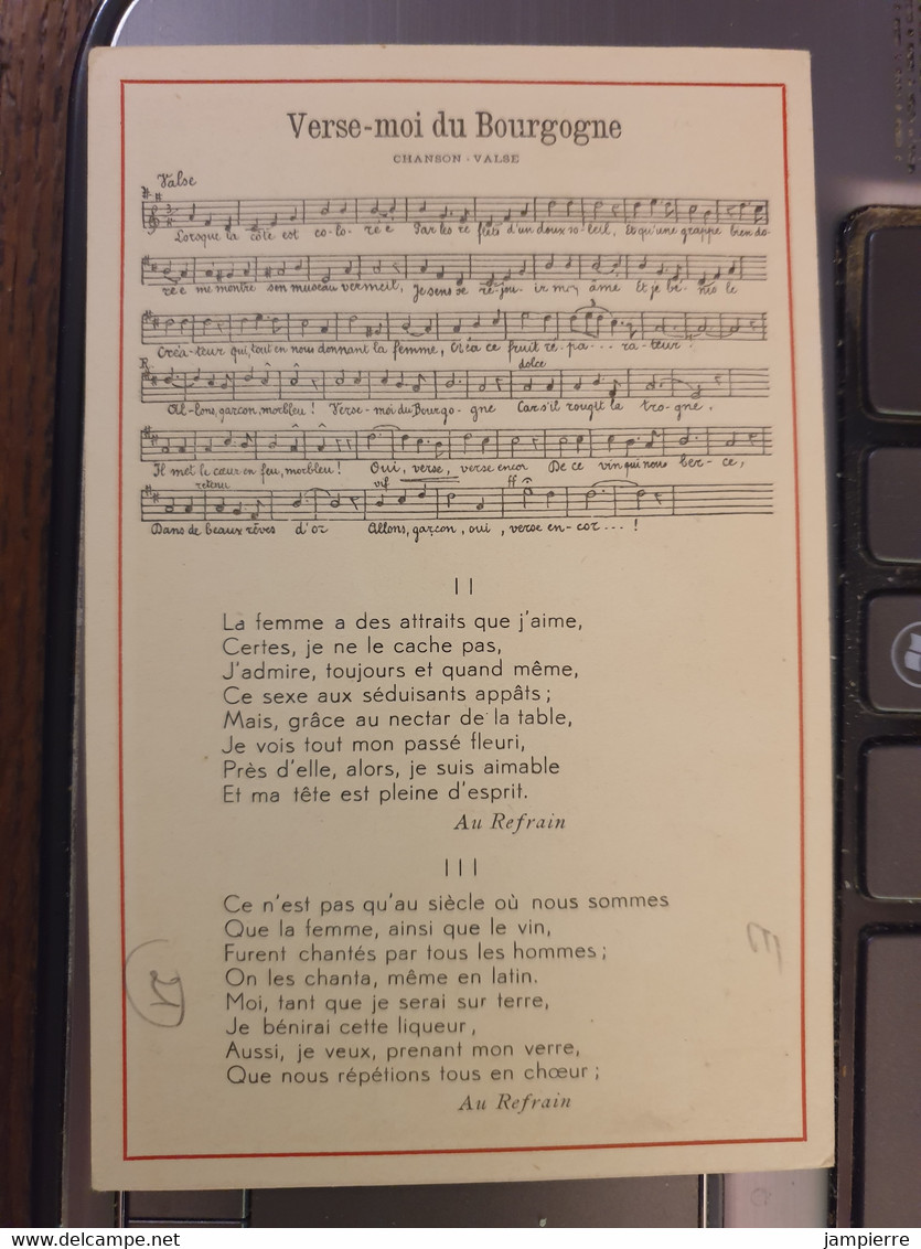 Beaune - Les Joyeux Bourguignons - Chanson Valse 'Verse-moi Du Bourgogne' Au Verso - Beaune