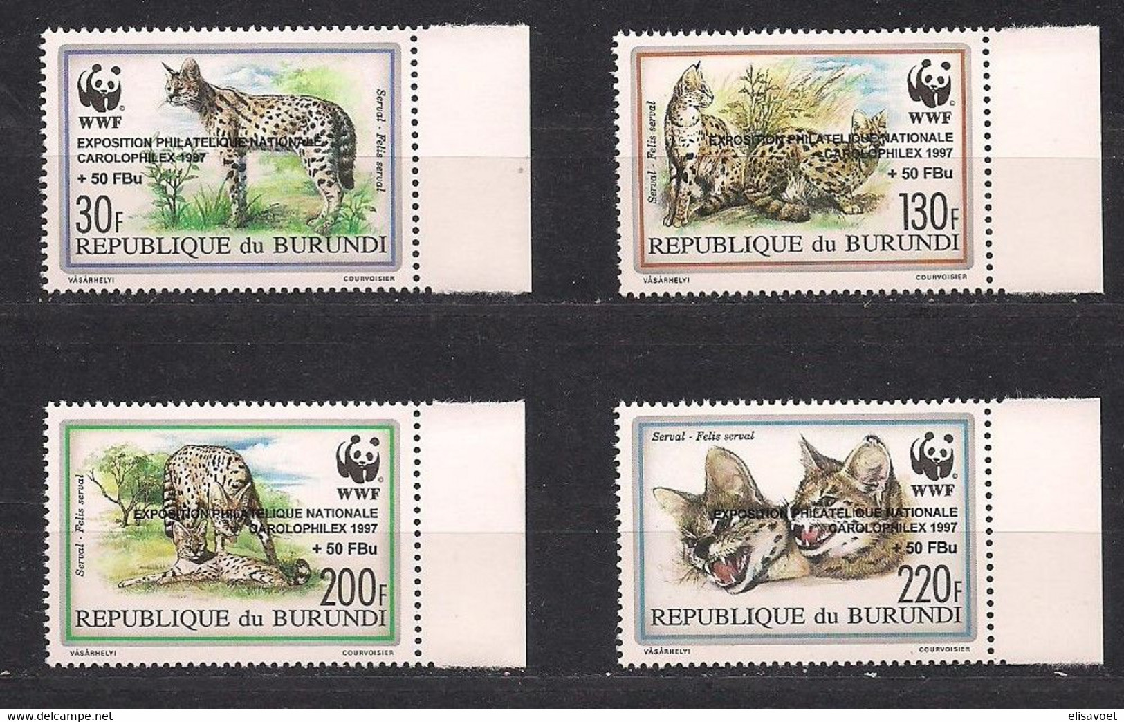 Burundi 1992 OCBn° 1006a-1009a  *** MNH Cote 100 € Faune Felis Serval Carolophilex 97 - Neufs