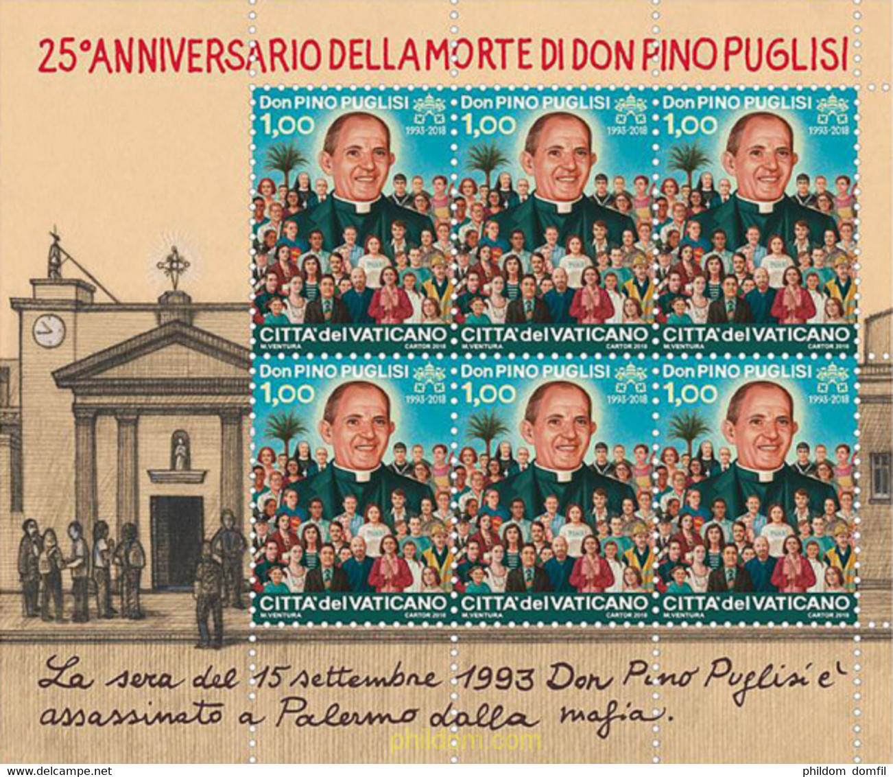 606123 MNH VATICANO 2018 DON PINO PUGLISI - Usati