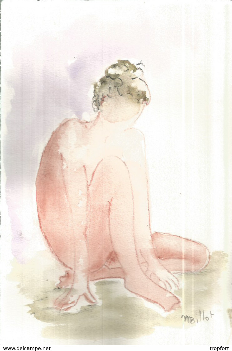 Superbe Aquarelle JEUNE FEMME NU, Akt, Nude  PEINTURE AQUARELLE  Signé - - Aquarelles