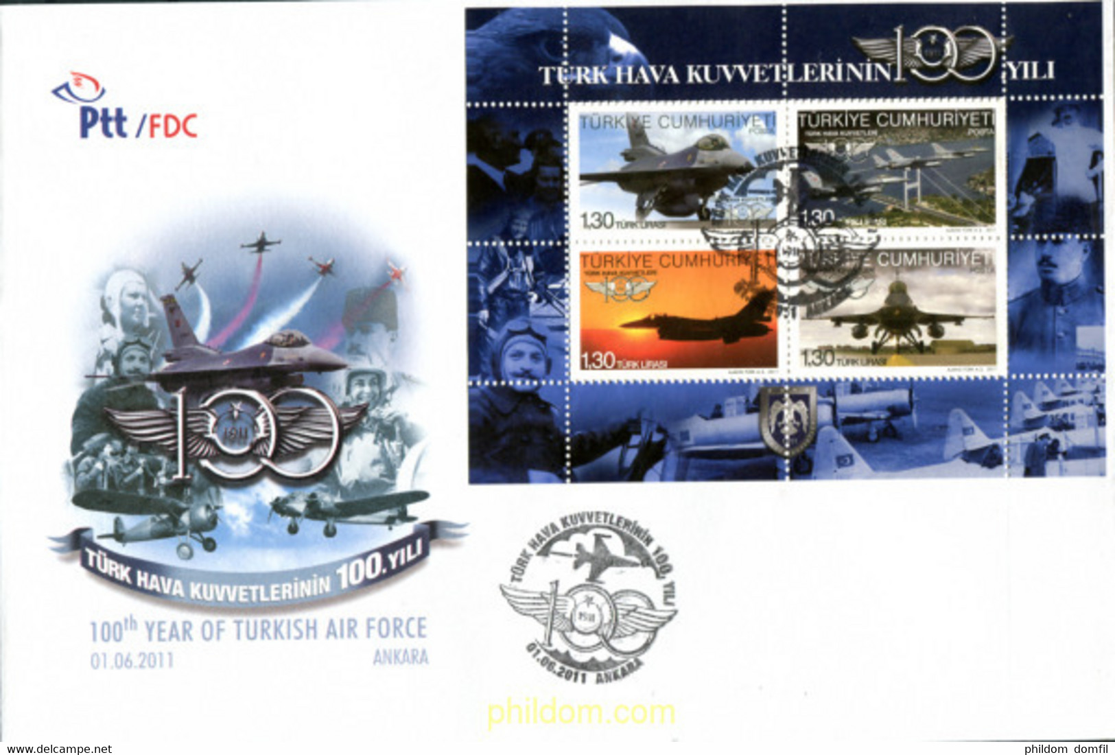 310635 MNH TURQUIA 2011 CENTENARIO DEL ARMA AEREA TURCA - Collezioni & Lotti