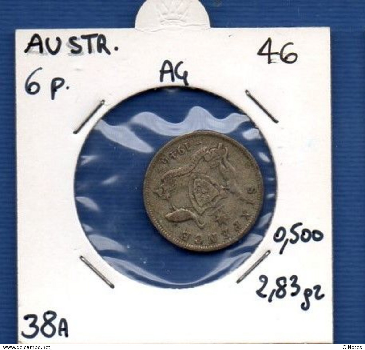 AUSTRALIA - 6 Pence 1946  VF -  See Photos - SILVER - Km 38A - Sixpence