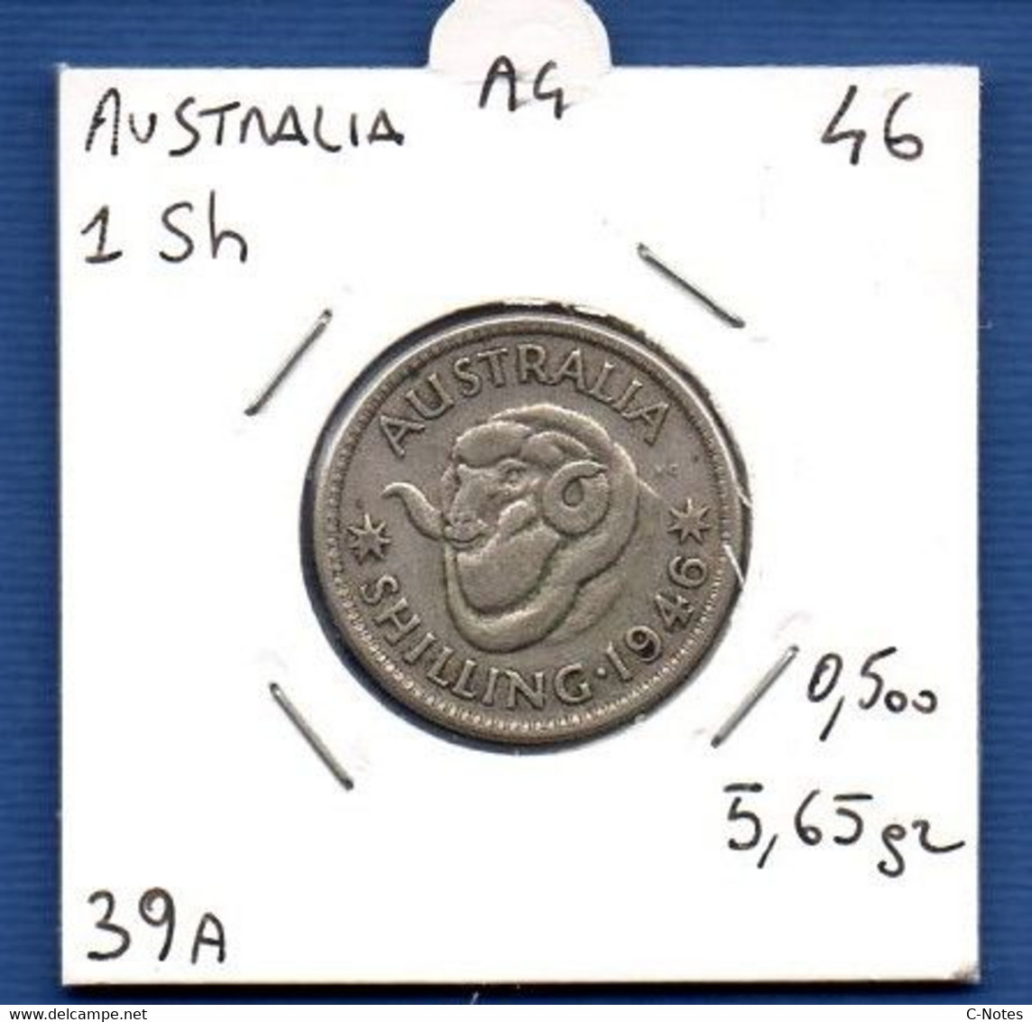 AUSTRALIA - 1 Shilling 1946  VF -  See Photos - SILVER - Km 39A - Shilling