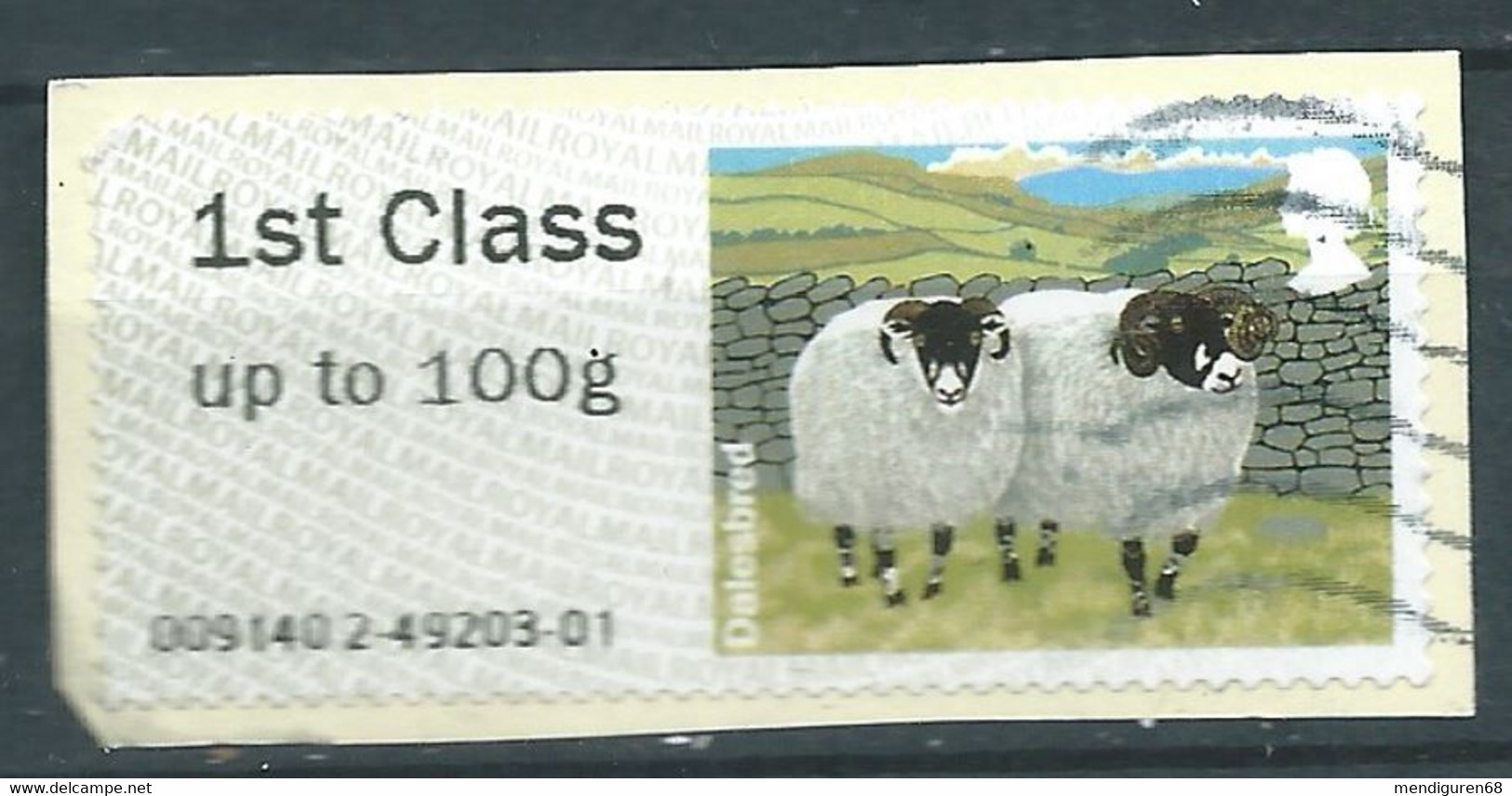 GROSBRITANNIEN GRANDE BRETAGNE GB 2012 POST&GO SHEEP:DALESBRED 1ST CLASS Up To 10g USED PAPER SG TD 30 MI ATM 2 YT TD28 - Post & Go (distributeurs)