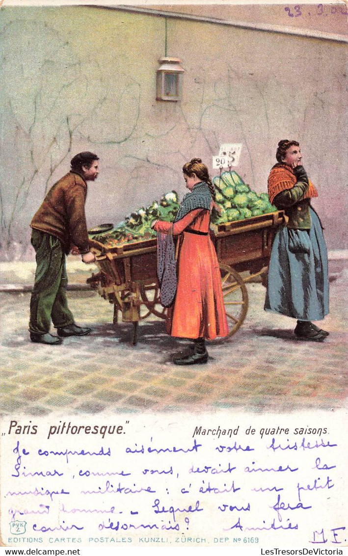 CPA Métiers - Paris Pittoresque - Marchand De Quatre Saisons - Marchant Ambulant - Vendeur Charette - Colorisé - Kunzli - Ambulanti