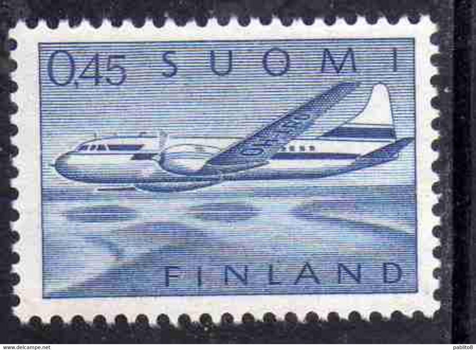 SUOMI FINLAND FINLANDIA FINLANDE 1963 AIR POST MAIL AIRMAIL CONVAIR OVER LAKES 0.45m 45p MNH - Ungebraucht