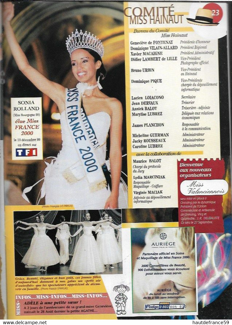 RARE Catalogue original 2000 grand gala MISS FRANCE Election Régionale ARTOIS HAINAUT