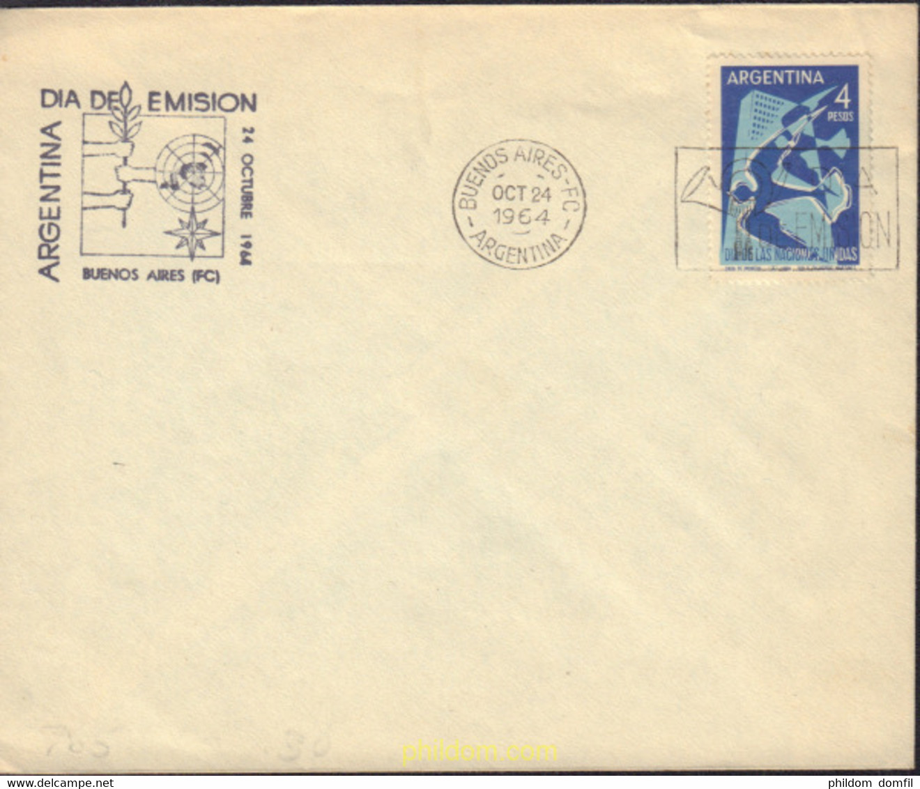 495840 MNH ARGENTINA 1964 DIA DE LAS NACIONES UNIDAS - Gebraucht