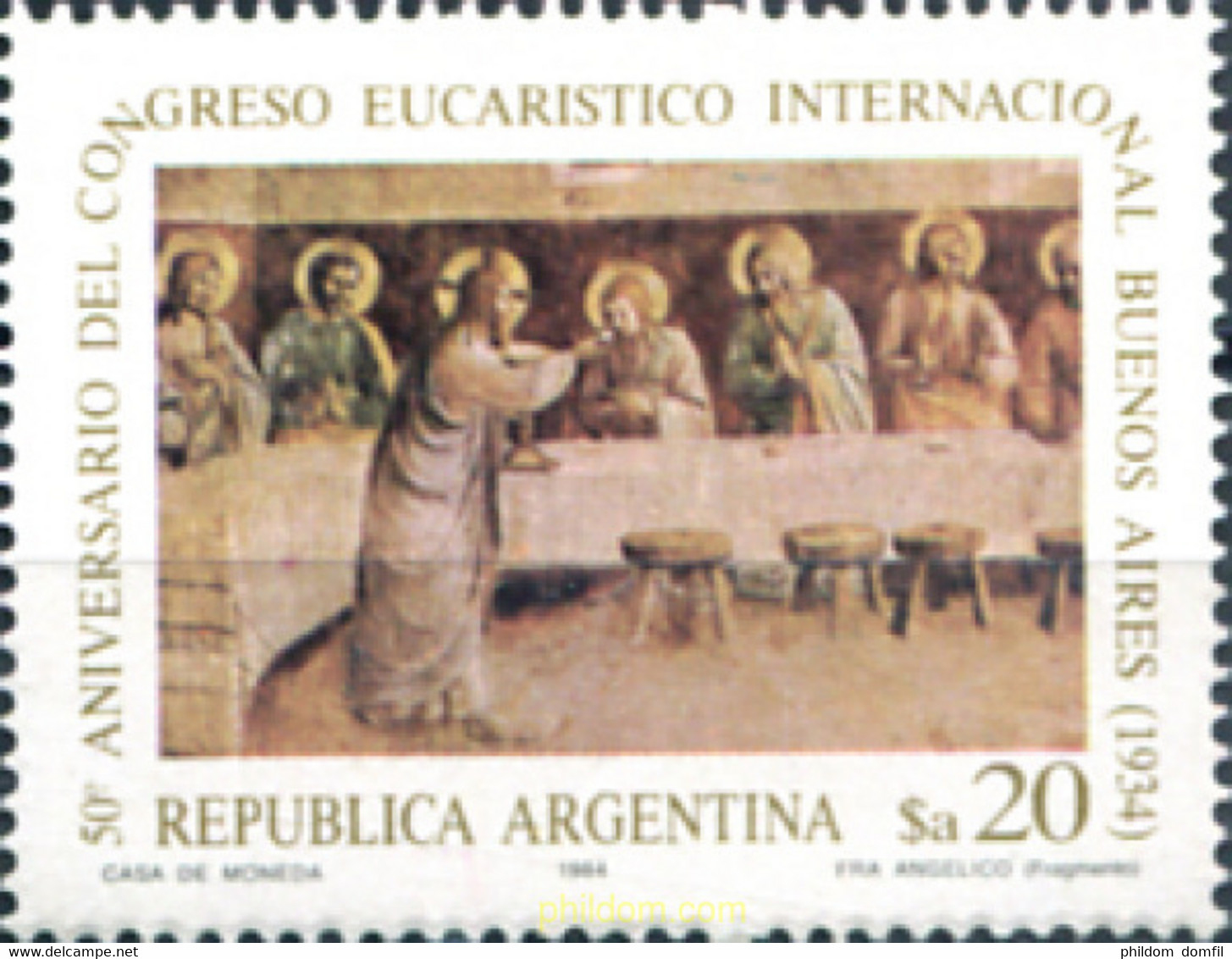 283596 MNH ARGENTINA 1984 50 ANIVERSRIO DEL CONGRESO EUCARISTICO INTERNACIONAL DE BUENOS AIRES - Gebruikt
