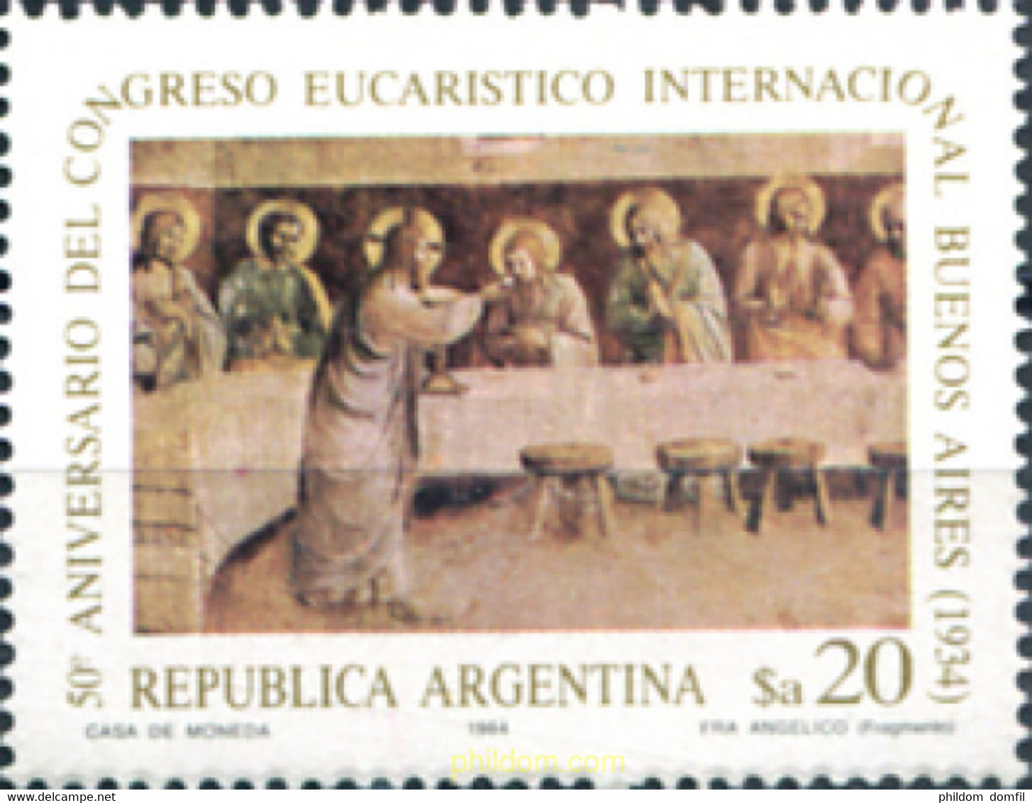 283596 MNH ARGENTINA 1984 50 ANIVERSRIO DEL CONGRESO EUCARISTICO INTERNACIONAL DE BUENOS AIRES - Gebraucht