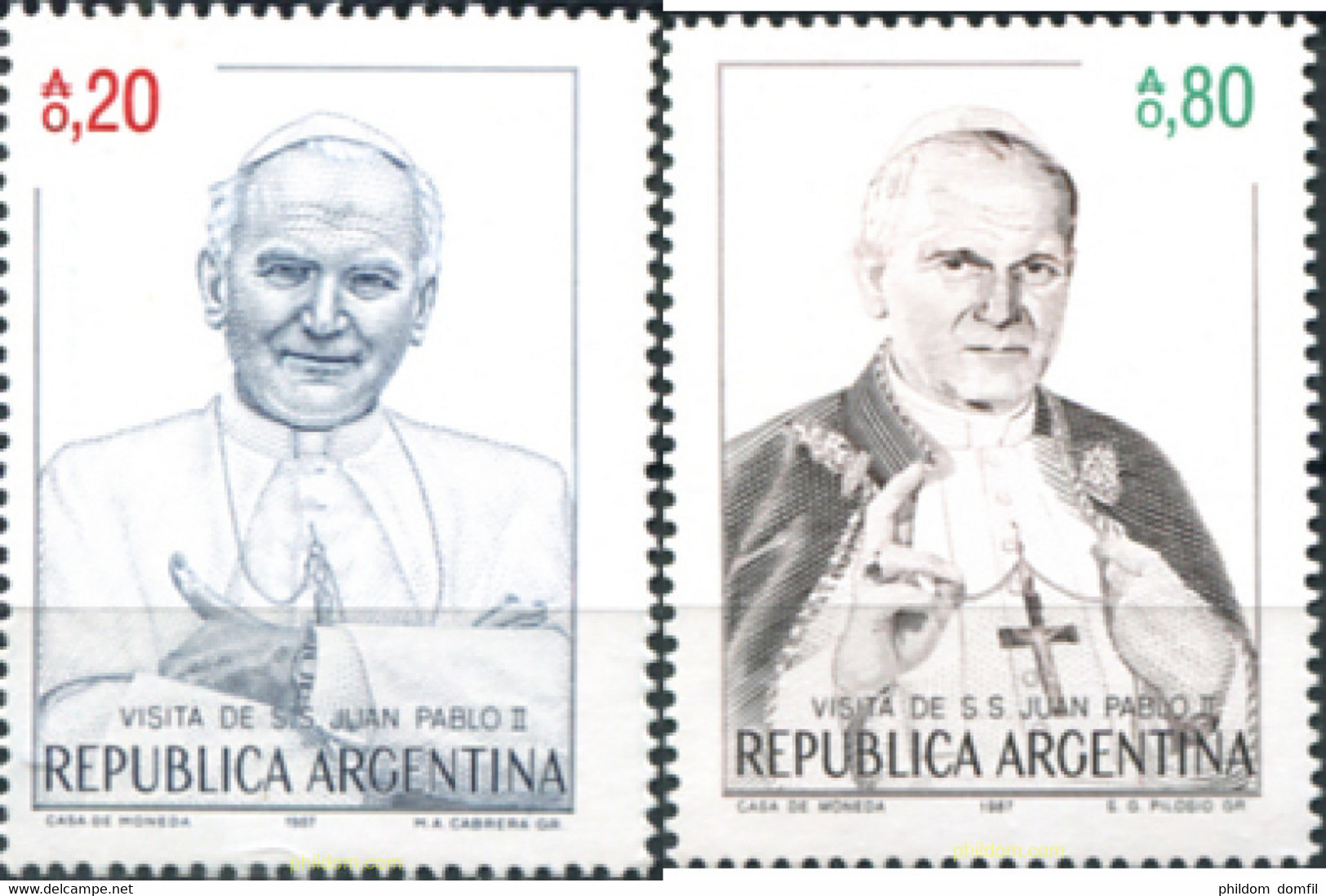 283659 MNH ARGENTINA 1987 VISITA DEL `PAPA JUAN PABLO II - Gebruikt