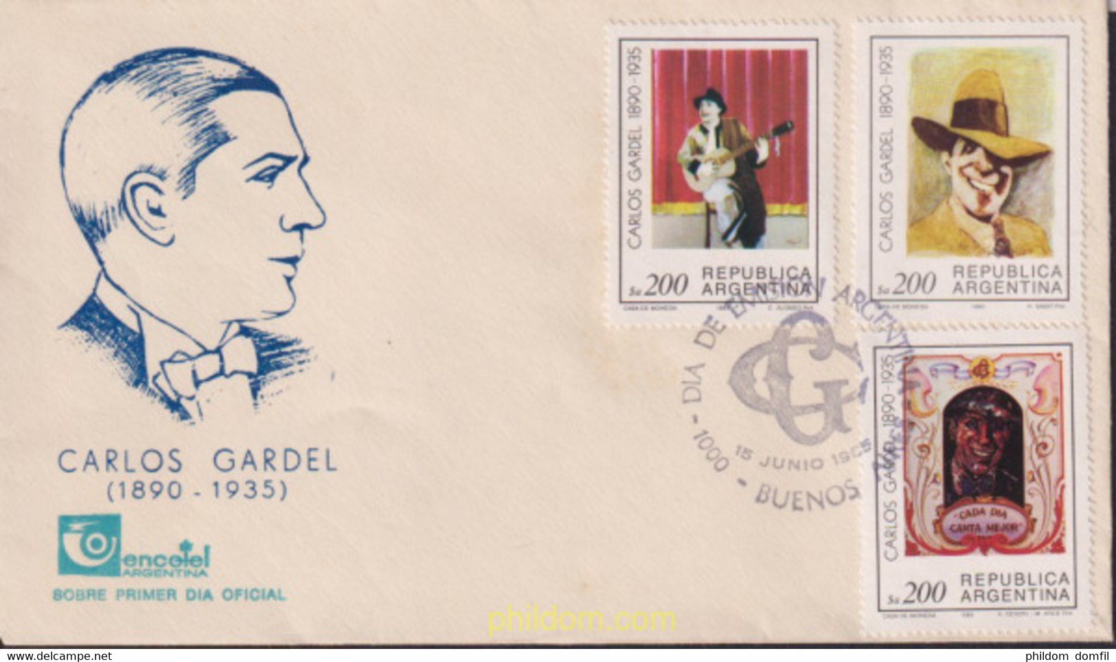 496161 MNH ARGENTINA 1985 50 ANIVERSARIO DE LA MUERTE DE CARLOS GARDEL - Gebraucht