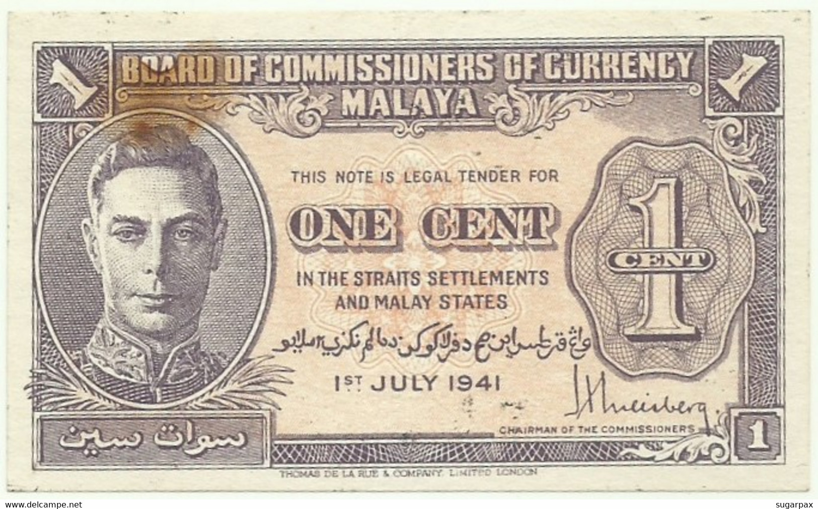 Malaya - 1 Cent - 1.7.1941 (1945 ) - Pick 6 - Malaysia - Malasia