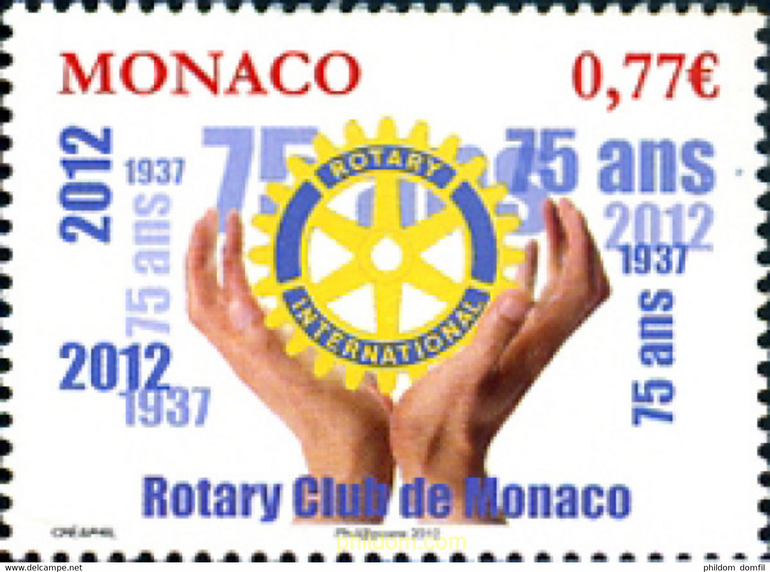 289317 MNH MONACO 2012 75 ANIVERSARIO DEL ROTARY CLUB INTERNACIONAL - Autres & Non Classés