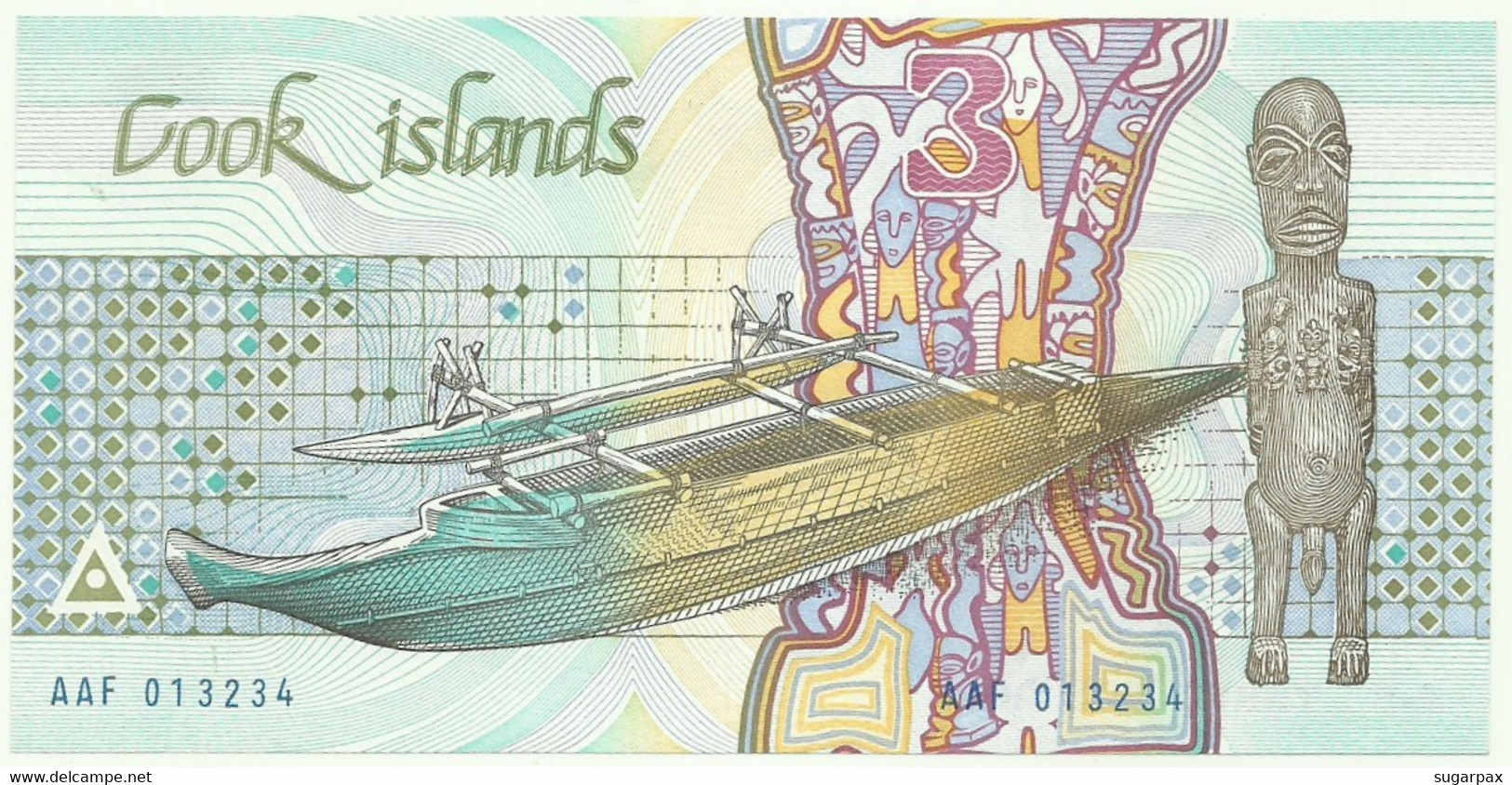 Cook Islands - 3 Dollars - ND ( 1987 ) - Pick 3 - Unc. - Serie AAF - Cook