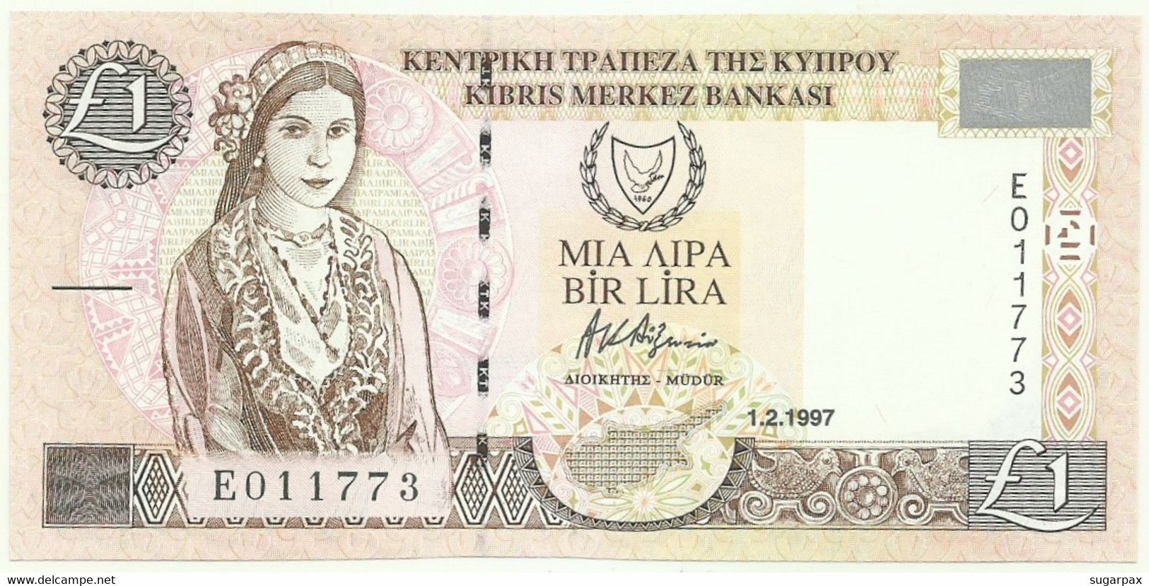 Cyprus - 1 Pound - 1.2.1997 - Pick 57 - Unc. - Serie E - Chipre
