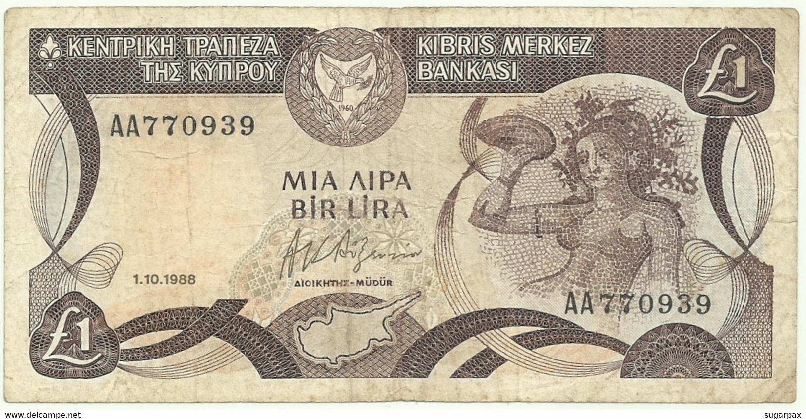 Cyprus - 1 Pound - 1.10.1988 - Pick 53.a - Serie AA - Zypern